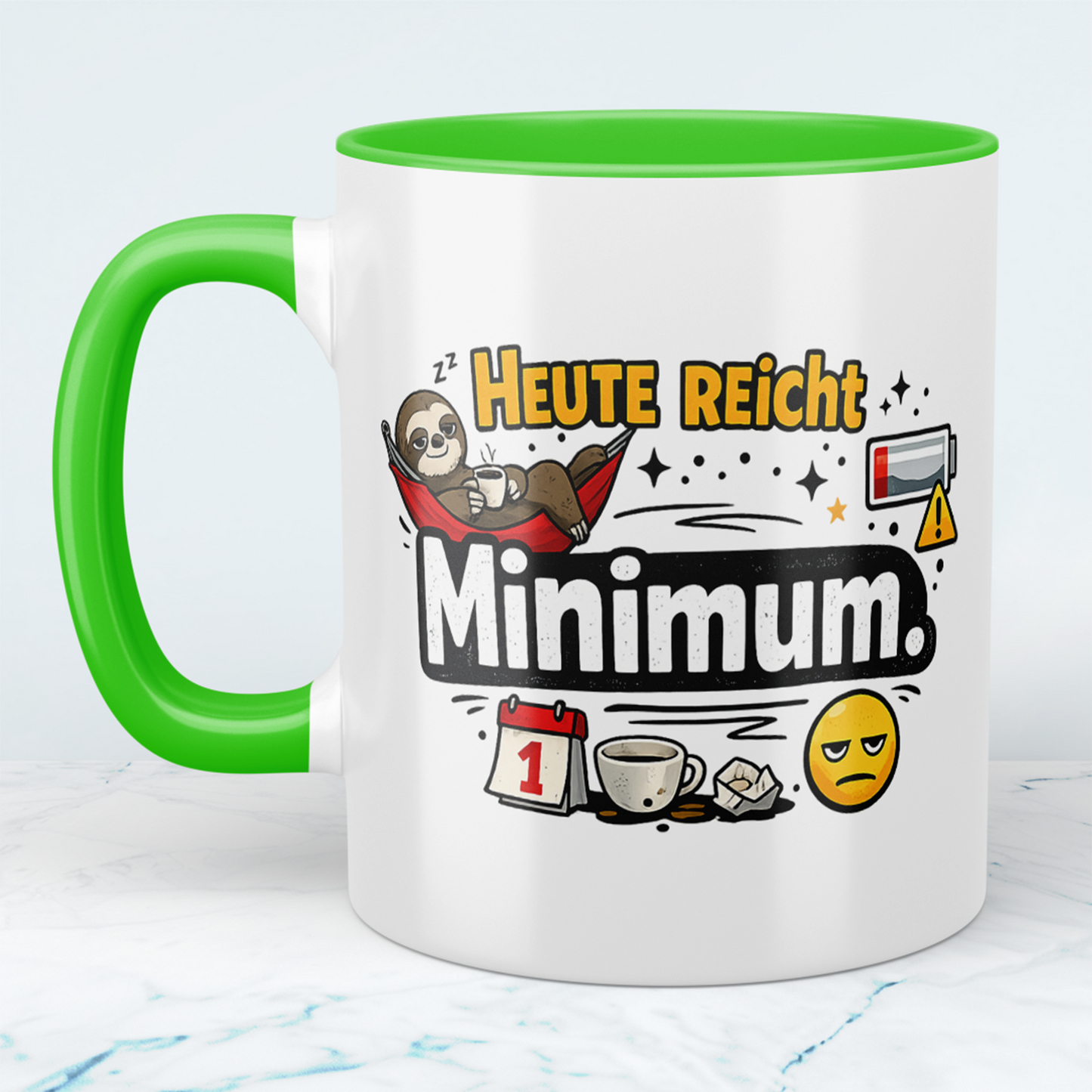 Lustige Tasse „Heute reicht Minimum“ – Sarkastischer Spruch Kaffeebecher Geschenk Büro Humor