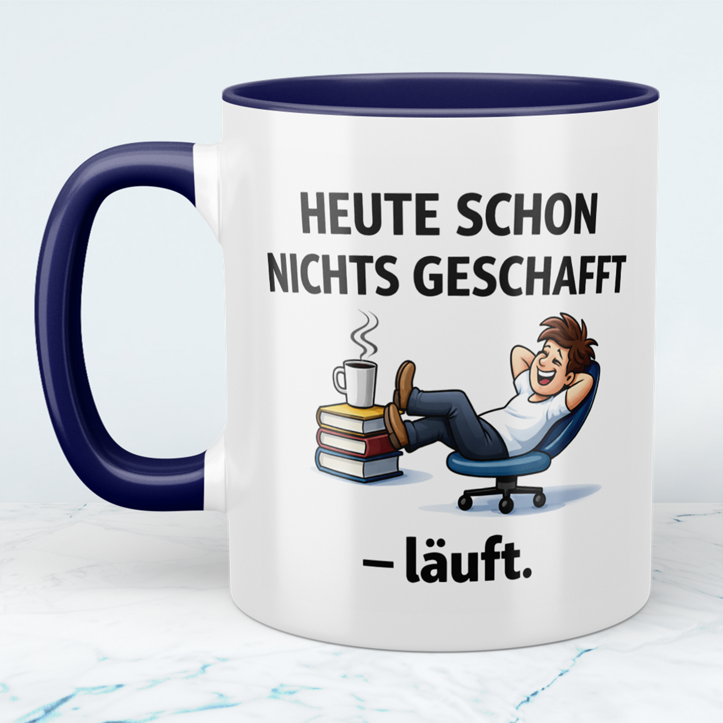 Kaffeetasse „Heute schon nichts geschafft – läuft.“ – Lustiges Geschenk für Kollegen & Morgenmuffel