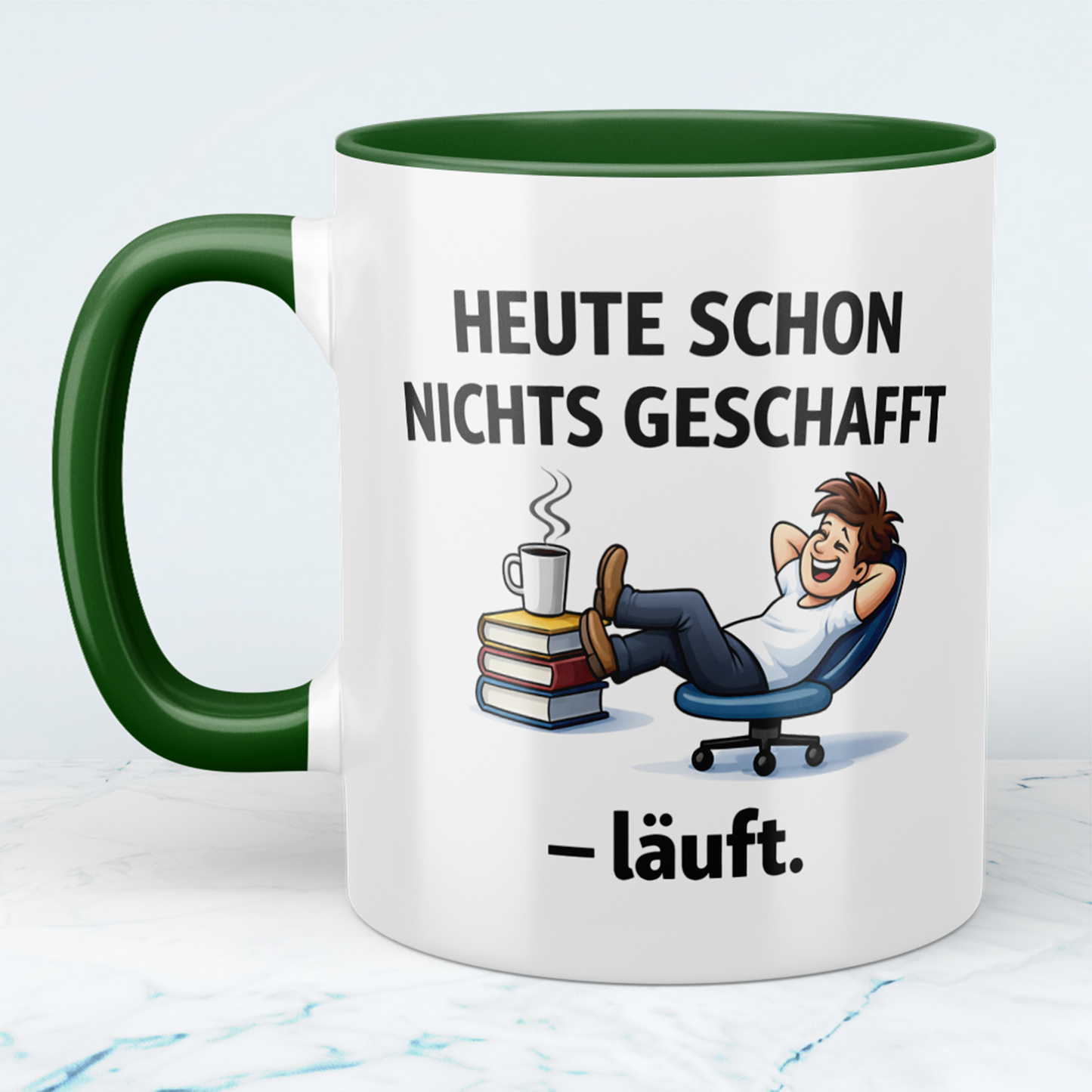 Kaffeetasse „Heute schon nichts geschafft – läuft.“ – Lustiges Geschenk für Kollegen & Morgenmuffel