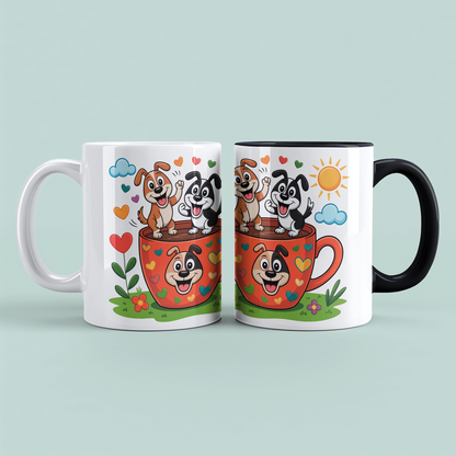 Lustige Hundetasse für Kinder: Süßes Cartoon-Design für einen fröhlichen Start!