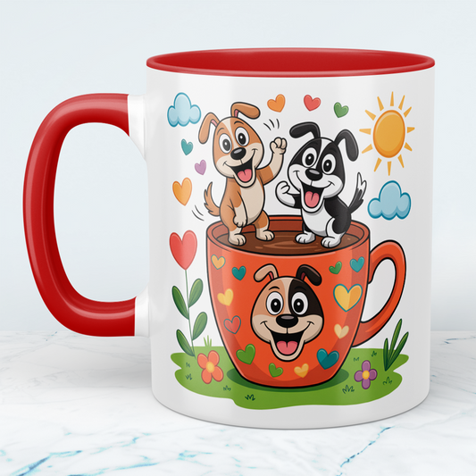 Lustige Hundetasse für Kinder: Süßes Cartoon-Design für einen fröhlichen Start!
