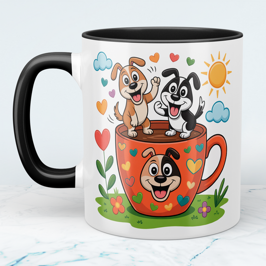 Lustige Hundetasse für Kinder: Süßes Cartoon-Design für einen fröhlichen Start!