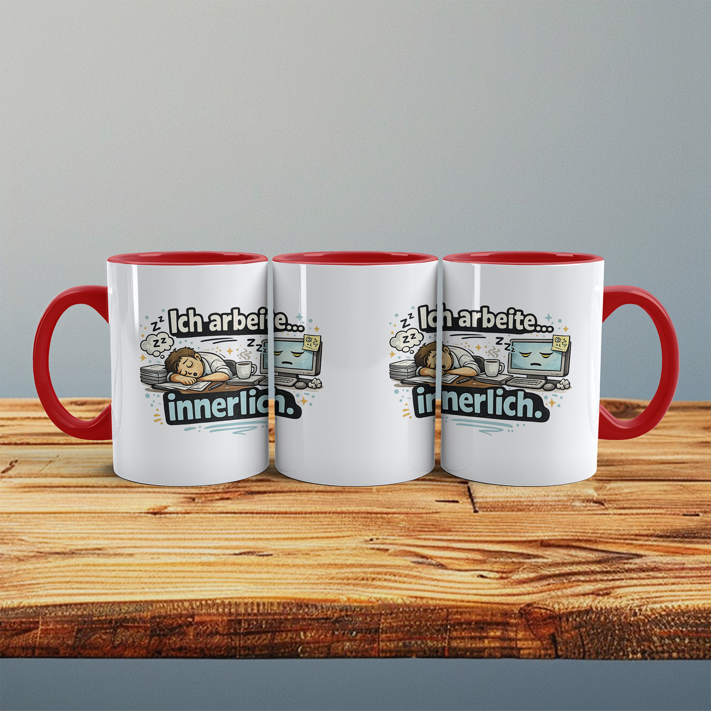 Lustige Kaffeetasse „Ich arbeite innerlich“ – Sarkastischer Becher Büro Humor Geschenk