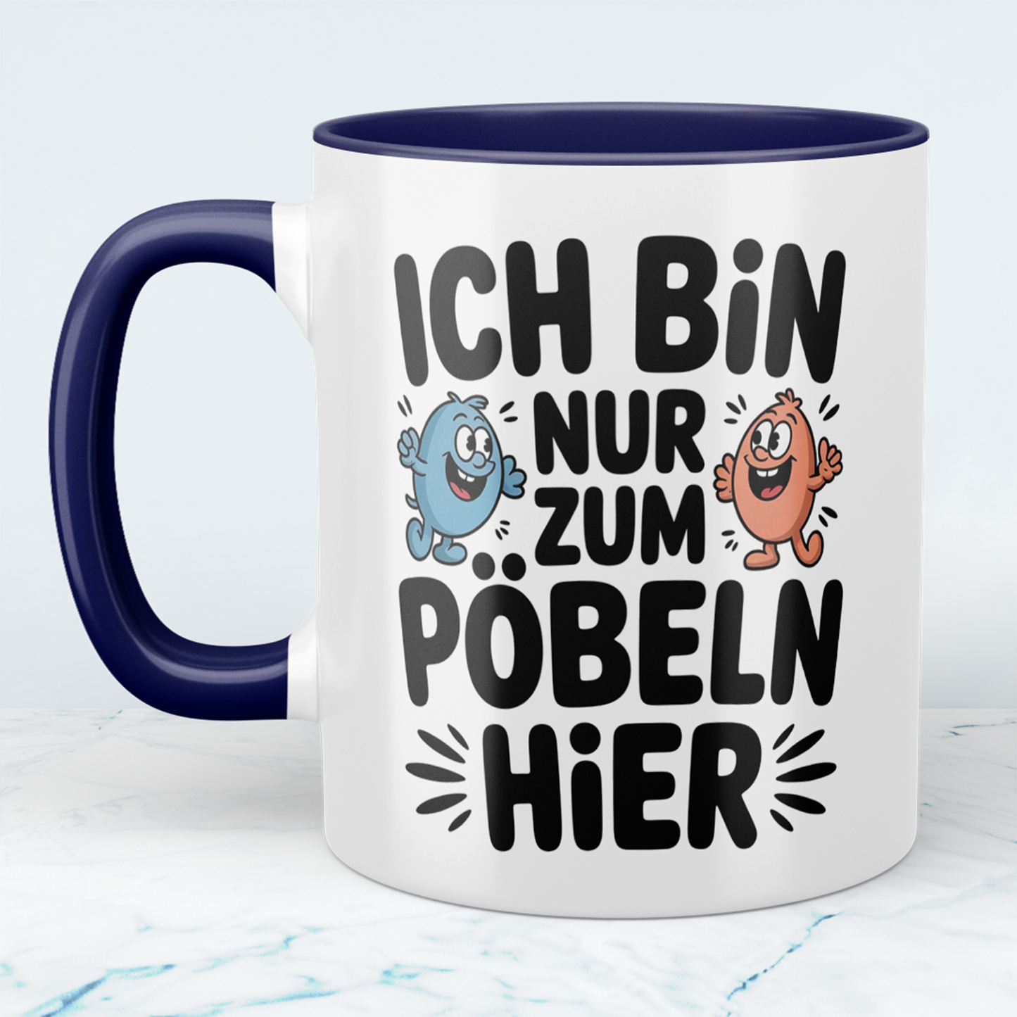 Lustige Bedruckte Tasse „Ich bin nur zum Pöbeln hier“ – Witziges Geschenk für Kollegen & Büroarbeit