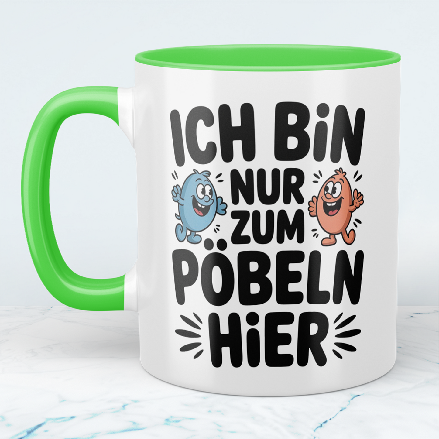 Lustige Bedruckte Tasse „Ich bin nur zum Pöbeln hier“ – Witziges Geschenk für Kollegen & Büroarbeit