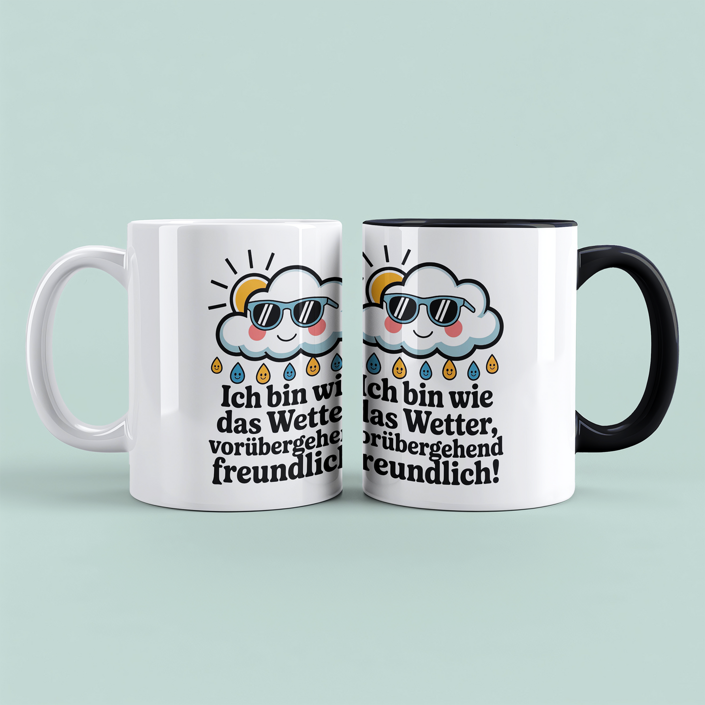 Lustige Bürotasse mit Spruch: Ich bin wie das Wetter – vorübergehend freundlich! – Perfektes Geschenk für Kollegen!
