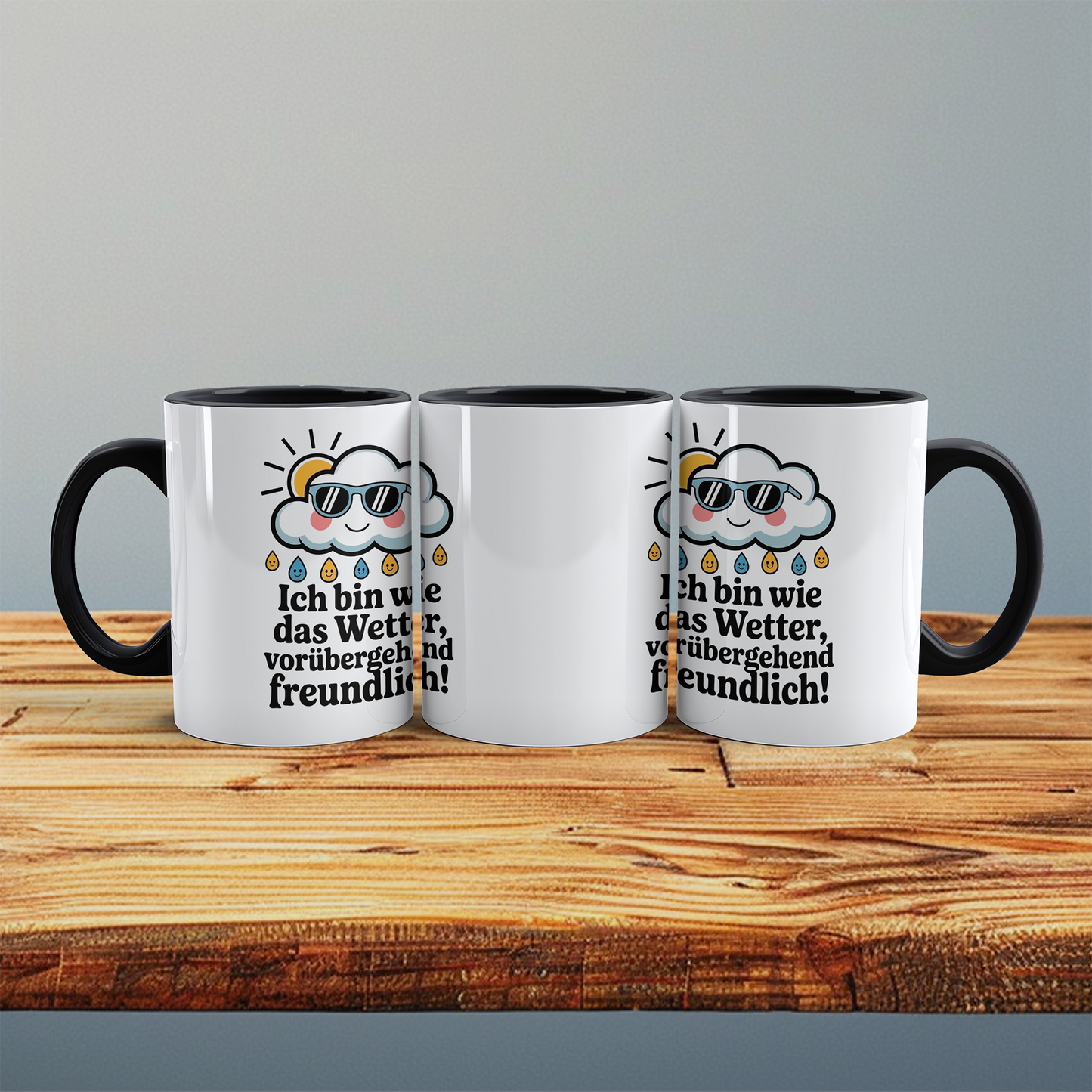 Lustige Bürotasse mit Spruch: Ich bin wie das Wetter – vorübergehend freundlich! – Perfektes Geschenk für Kollegen!