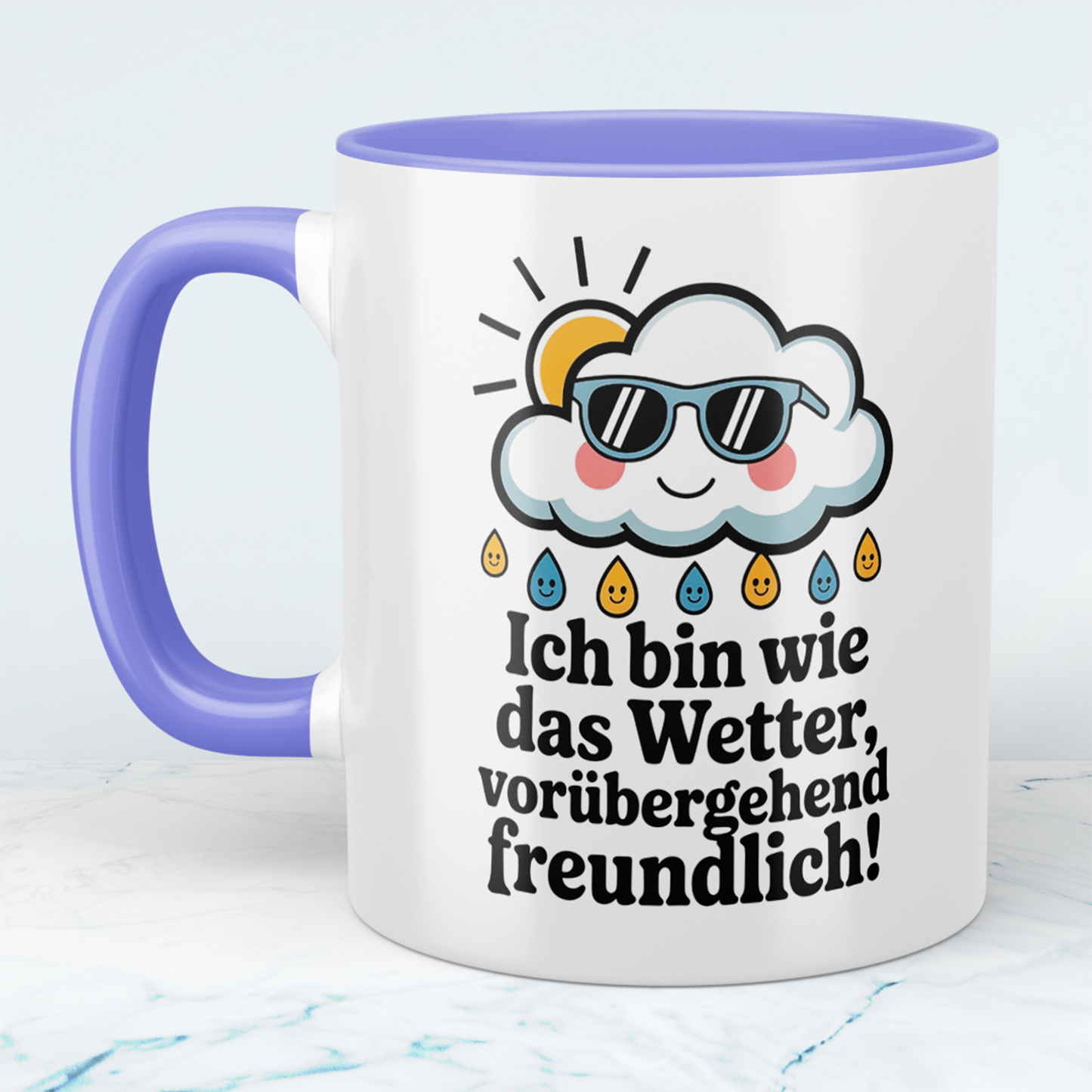 Lustige Bürotasse mit Spruch: Ich bin wie das Wetter – vorübergehend freundlich! – Perfektes Geschenk für Kollegen!