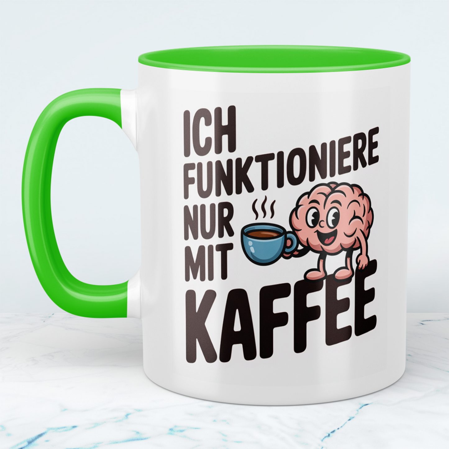 Tasse mit lustigem Kaffee-Spruch – „Ich funktioniere nur mit Kaffee“ – Büro Geschenkidee