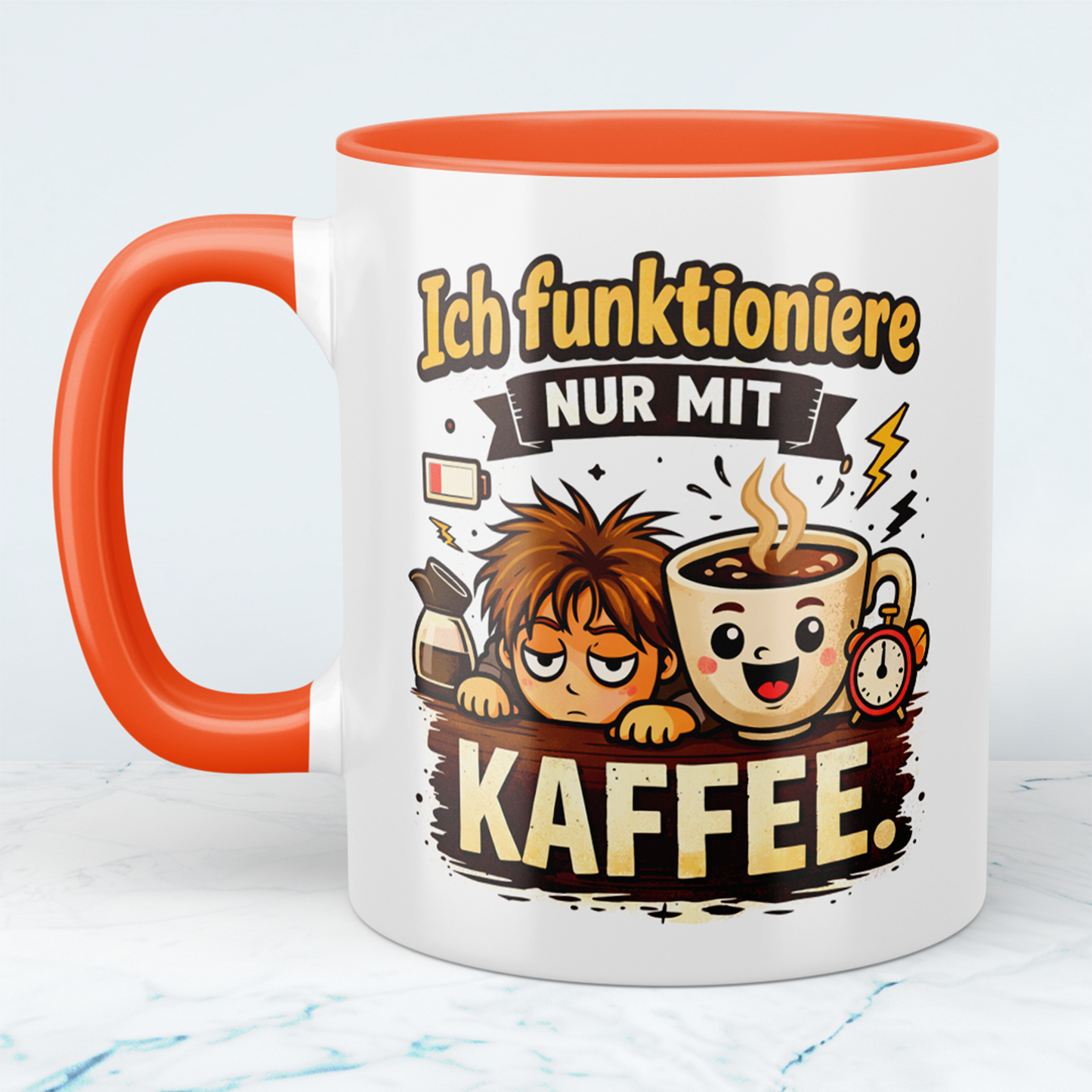 Tasse „Ich funktioniere nur mit Kaffee“ – Lustige Kaffeetasse für Büro & Geschenkidee