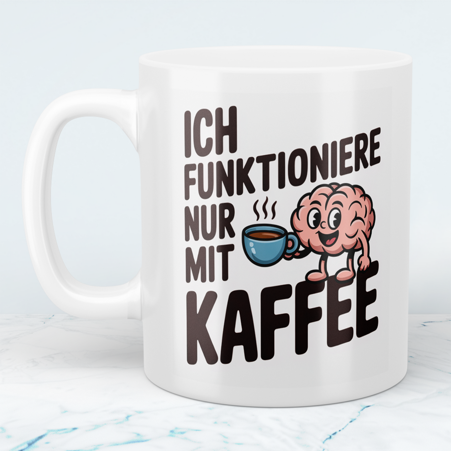 Tasse mit lustigem Kaffee-Spruch – „Ich funktioniere nur mit Kaffee“ – Büro Geschenkidee