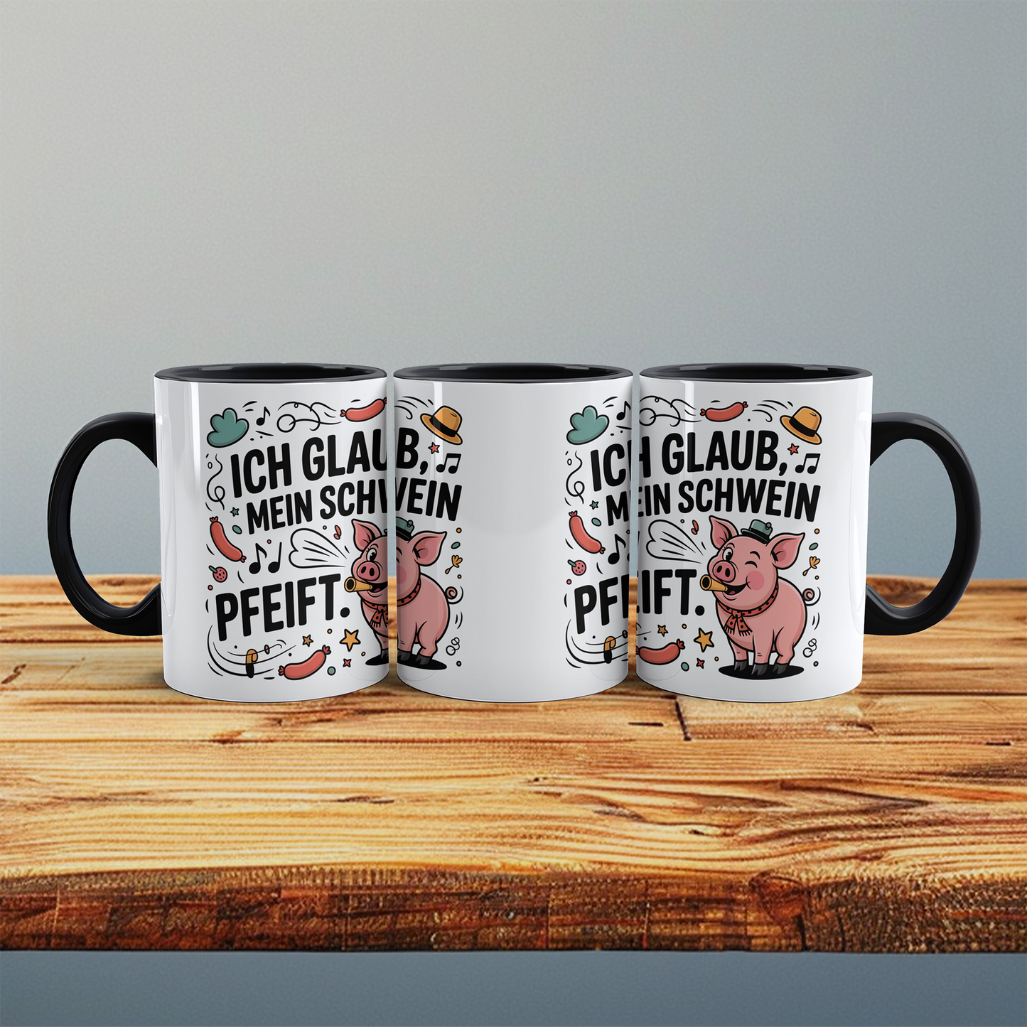 Geschenk für Kollegen – Lustige Bürotasse mit Spruch: Ich glaub, mein Schwein pfeift