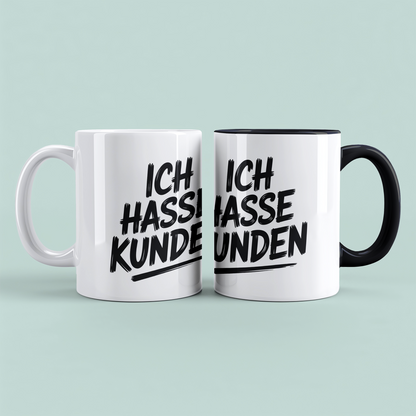 Lustige bedruckte Tasse mit Spruch „Ich hasse Kunden“ – Humor Geschenk für Arbeit, Büro & Kollegen
