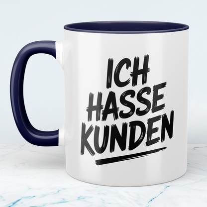Lustige bedruckte Tasse mit Spruch „Ich hasse Kunden“ – Humor Geschenk für Arbeit, Büro & Kollegen