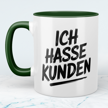 Lustige bedruckte Tasse mit Spruch „Ich hasse Kunden“ – Humor Geschenk für Arbeit, Büro & Kollegen