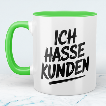 Lustige bedruckte Tasse mit Spruch „Ich hasse Kunden“ – Humor Geschenk für Arbeit, Büro & Kollegen