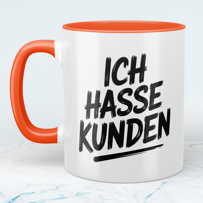 Lustige bedruckte Tasse mit Spruch „Ich hasse Kunden“ – Humor Geschenk für Arbeit, Büro & Kollegen