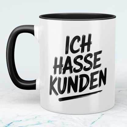 Lustige bedruckte Tasse mit Spruch „Ich hasse Kunden“ – Humor Geschenk für Arbeit, Büro & Kollegen