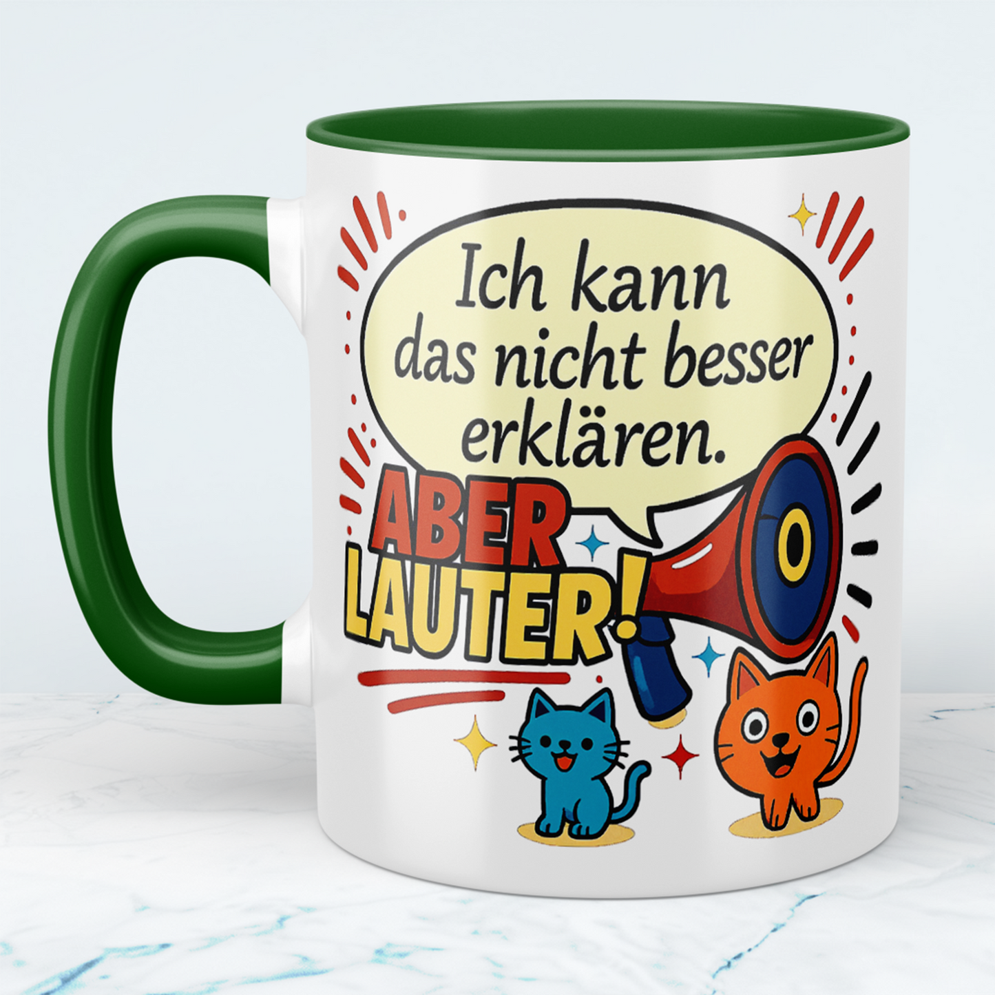 Ich kann das nicht besser erklären… aber LAUTER! – Bürohumor in Tassenform