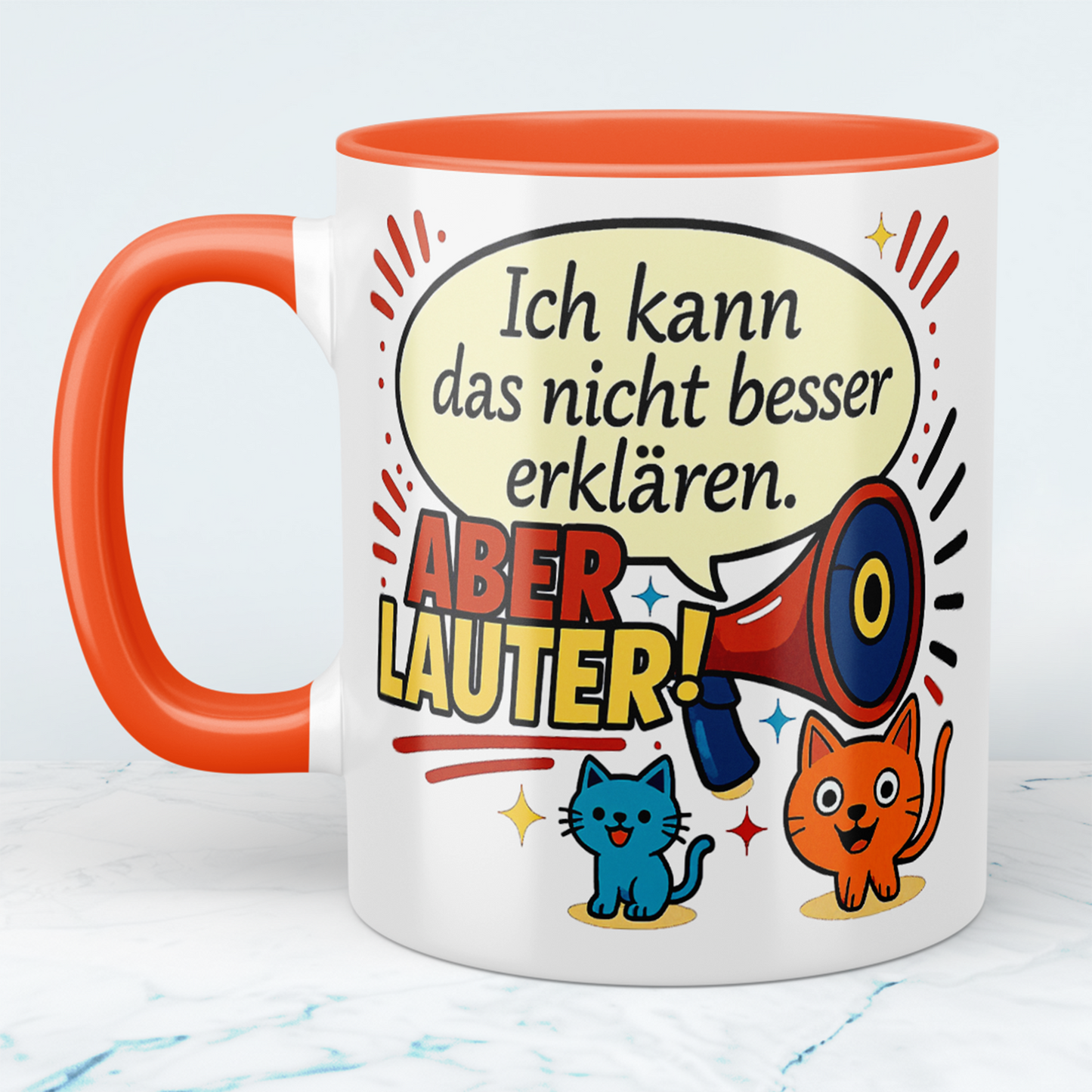 Ich kann das nicht besser erklären… aber LAUTER! – Bürohumor in Tassenform