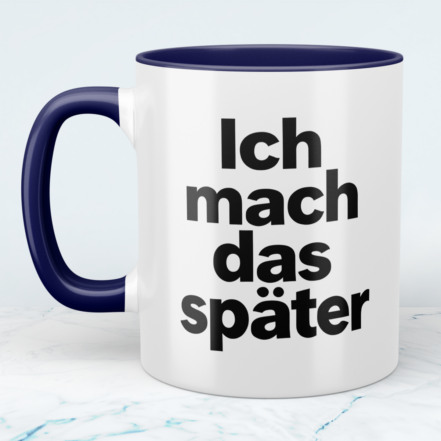 Lustige Kaffeetasse „Ich mach das später“ – Minimalistischer Spruch Becher Geschenk