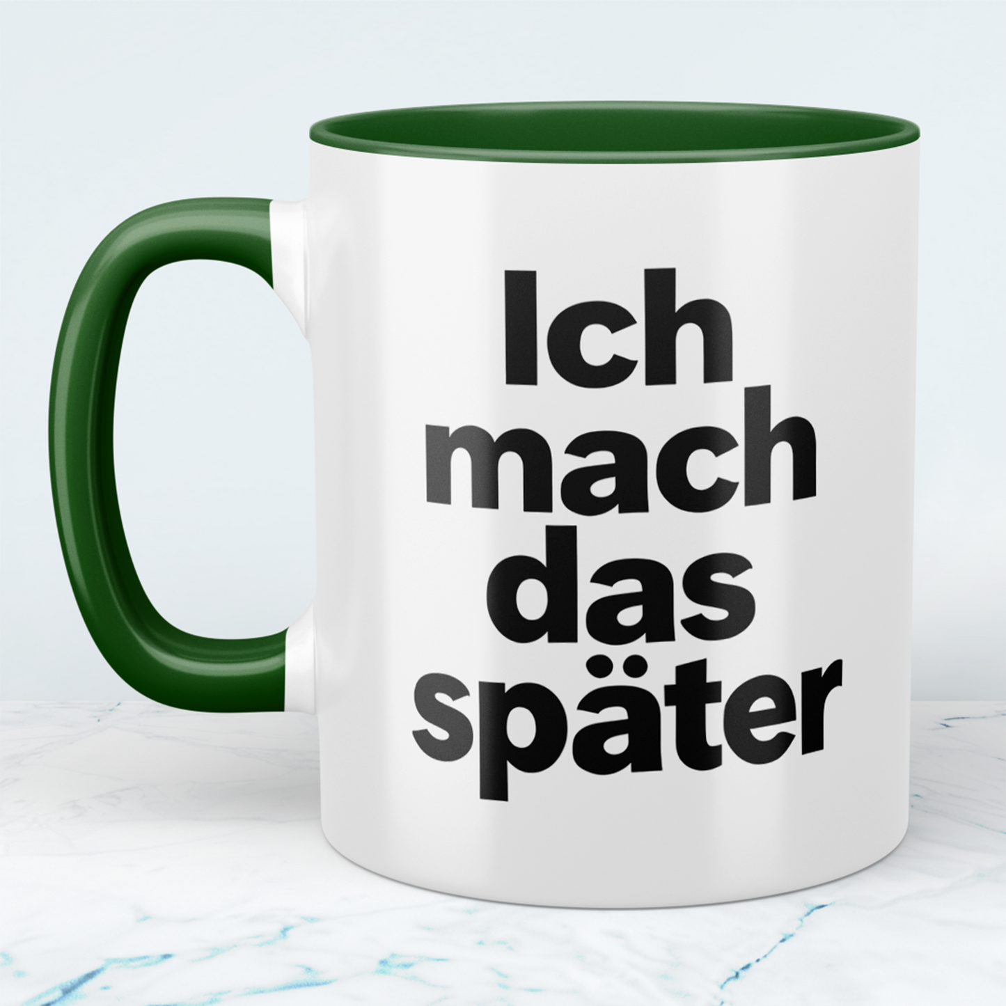 Lustige Kaffeetasse „Ich mach das später“ – Minimalistischer Spruch Becher Geschenk
