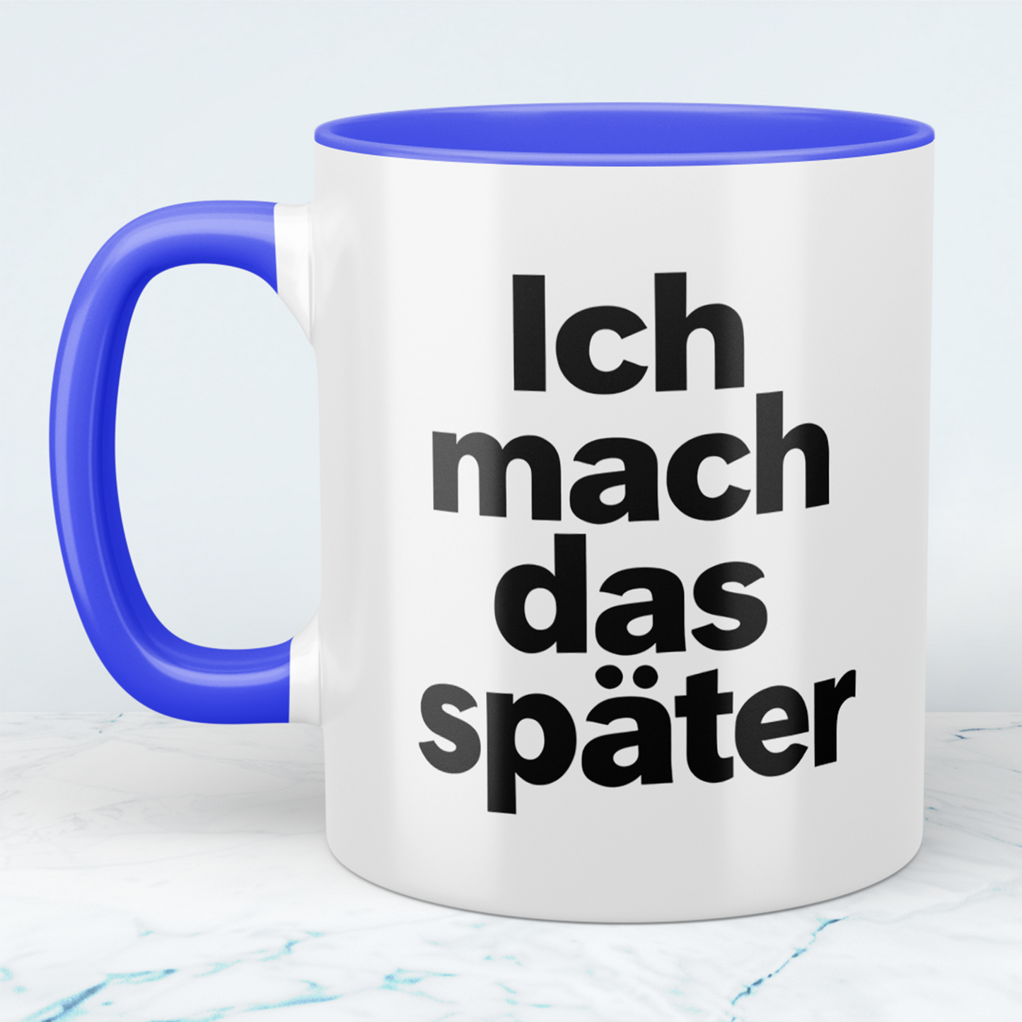 Lustige Kaffeetasse „Ich mach das später“ – Minimalistischer Spruch Becher Geschenk