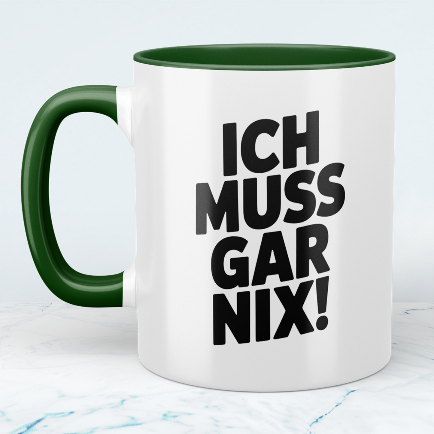 Kaffeetasse mit Spruch „Ich muss gar nix!“ – Lustige Geschenkidee für Arbeit, Freunde & Familie