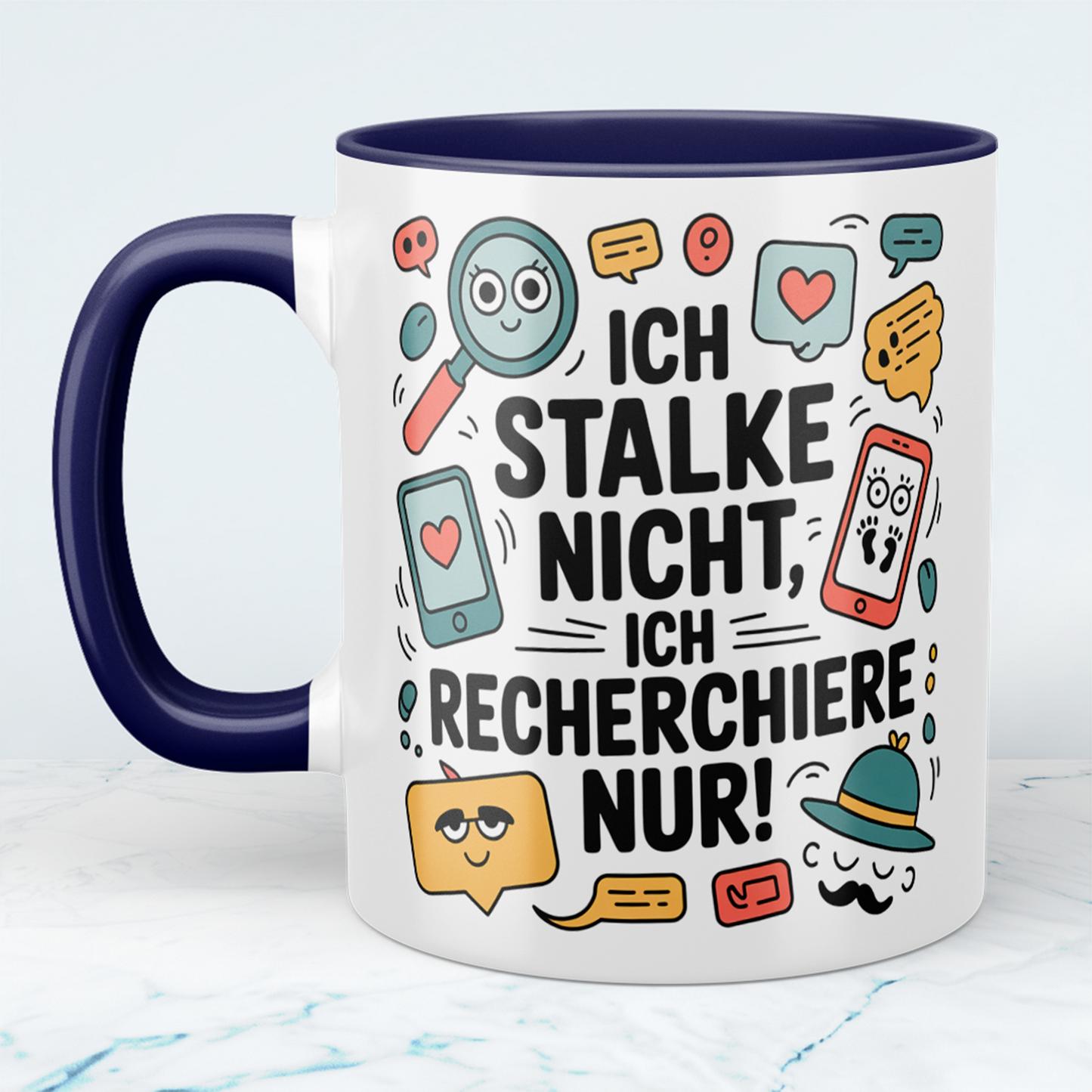 Witzige Kaffeetasse fürs Büro – Geschenk für Kollegen: Ich stalke nicht, ich recherchiere nur!