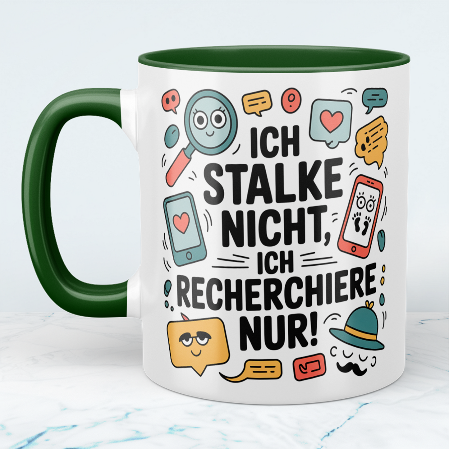 Witzige Kaffeetasse fürs Büro – Geschenk für Kollegen: Ich stalke nicht, ich recherchiere nur!