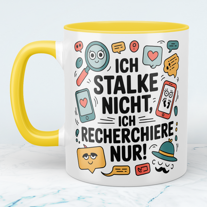 Witzige Kaffeetasse fürs Büro – Geschenk für Kollegen: Ich stalke nicht, ich recherchiere nur!