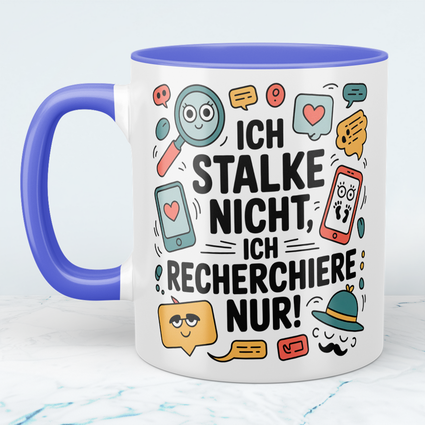 Witzige Kaffeetasse fürs Büro – Geschenk für Kollegen: Ich stalke nicht, ich recherchiere nur!