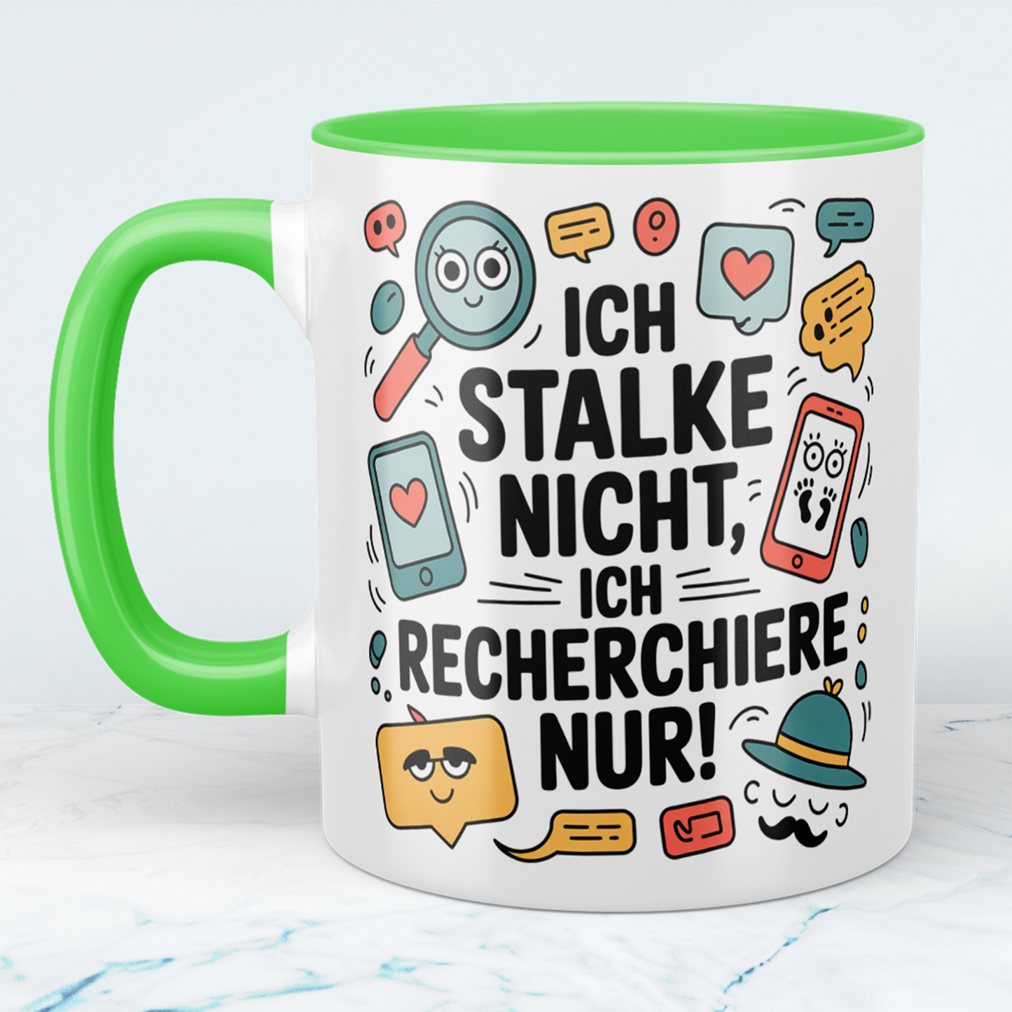 Witzige Kaffeetasse fürs Büro – Geschenk für Kollegen: Ich stalke nicht, ich recherchiere nur!