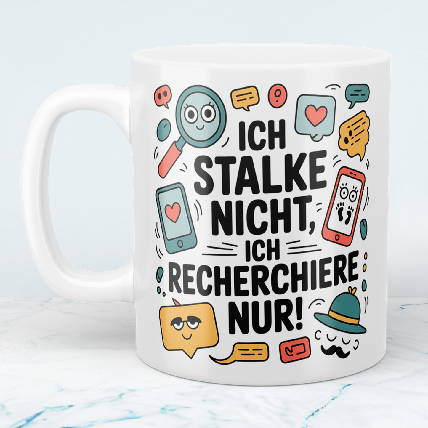 Witzige Kaffeetasse fürs Büro – Geschenk für Kollegen: Ich stalke nicht, ich recherchiere nur!