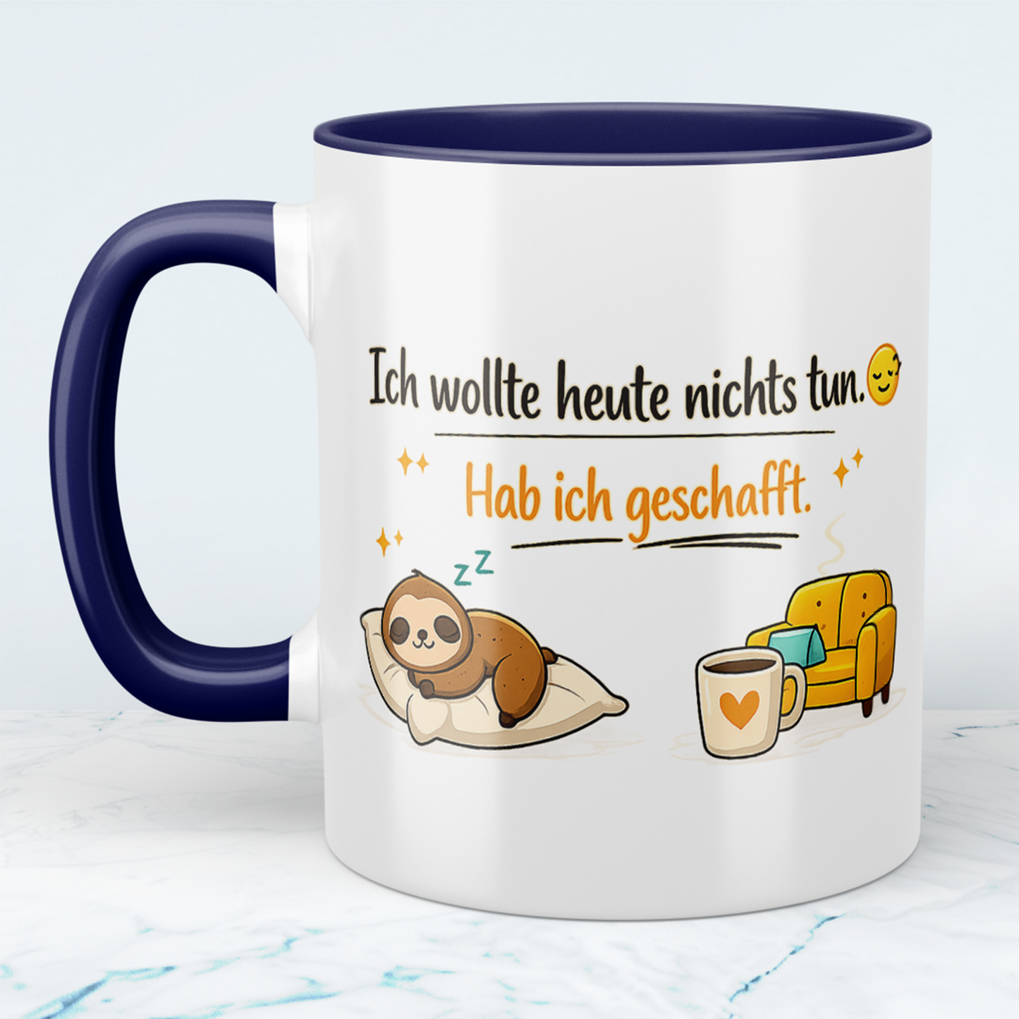 Lustige Kaffeetasse „Ich wollte heute nichts tun. Hab ich geschafft“ – Spruch Becher Geschenk