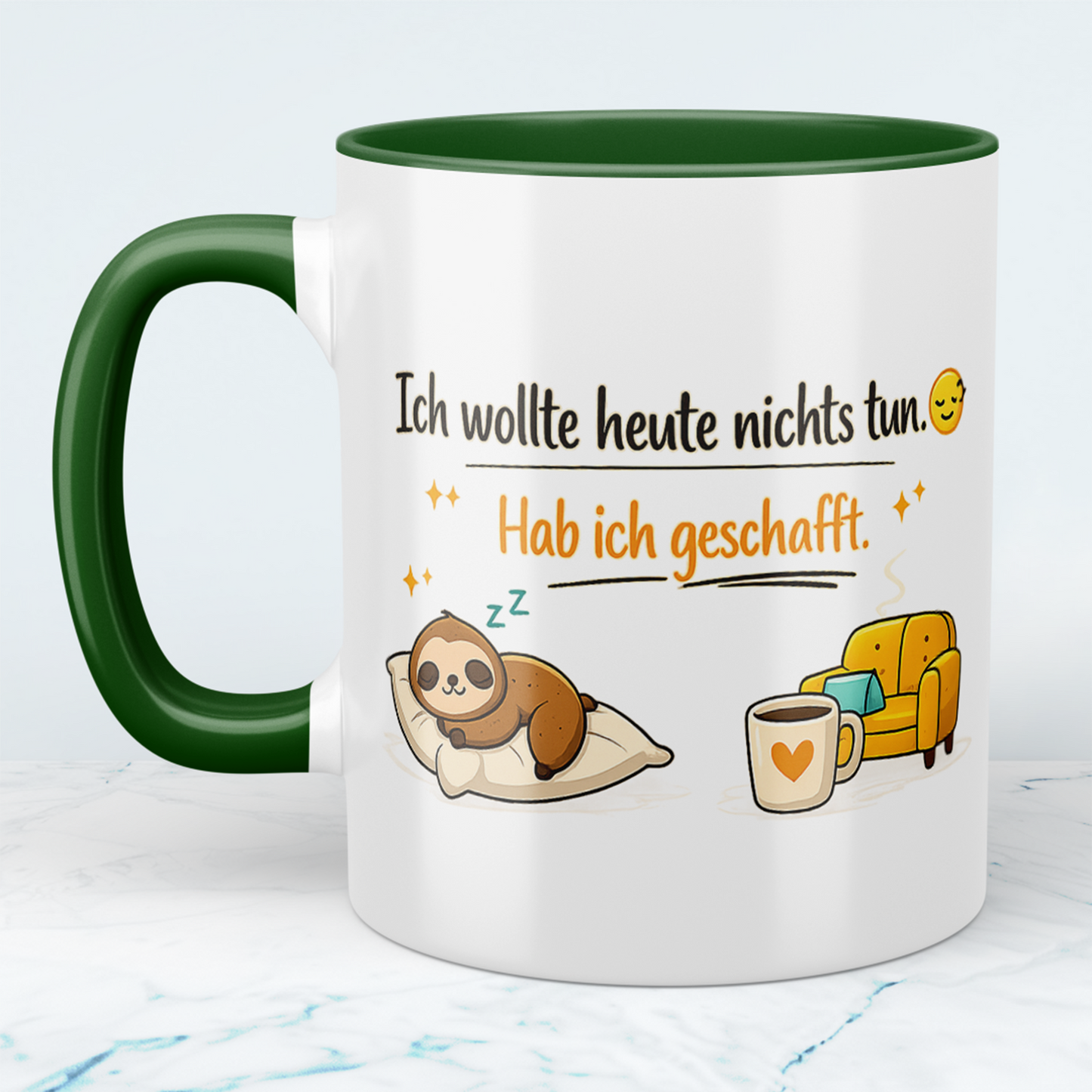 Lustige Kaffeetasse „Ich wollte heute nichts tun. Hab ich geschafft“ – Spruch Becher Geschenk