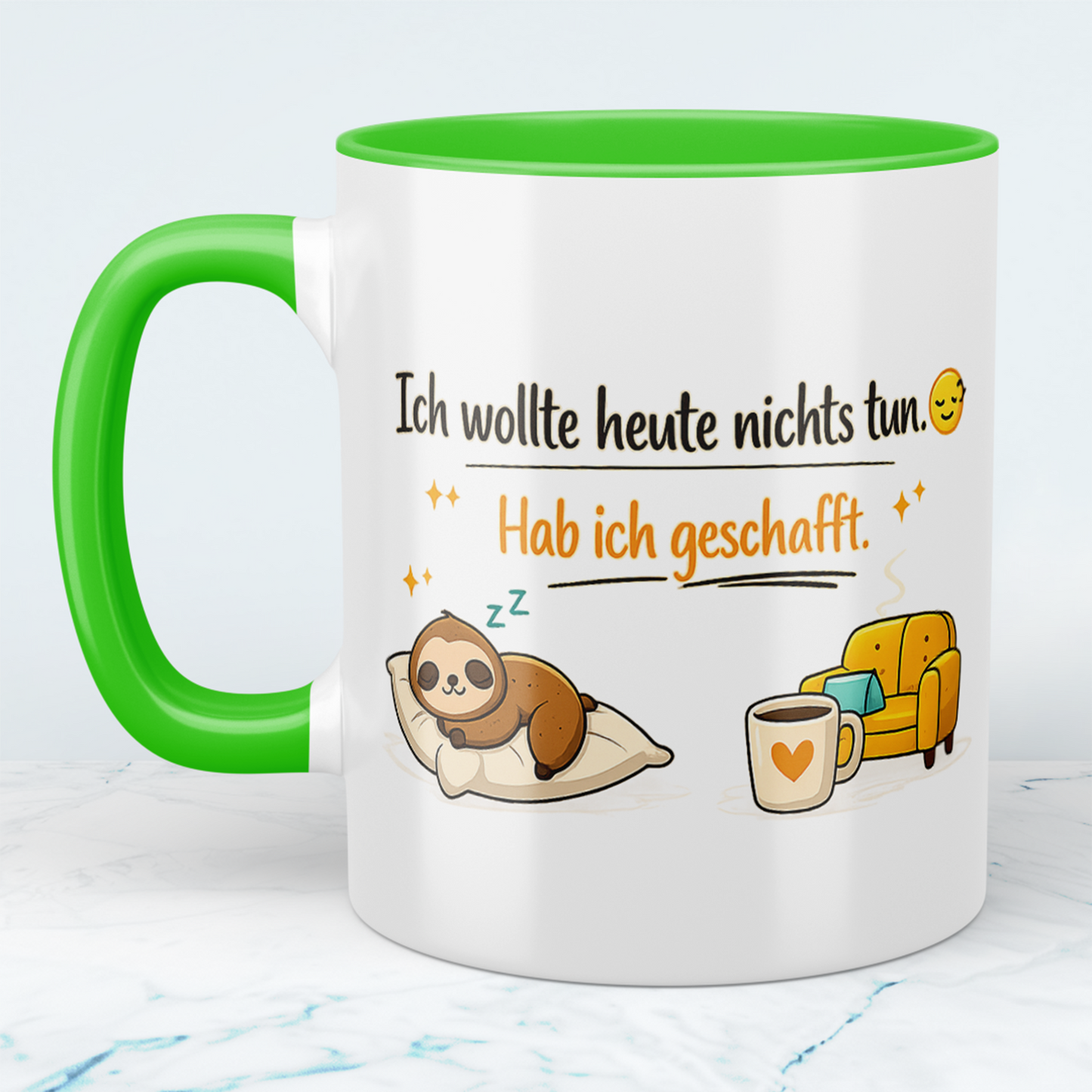 Lustige Kaffeetasse „Ich wollte heute nichts tun. Hab ich geschafft“ – Spruch Becher Geschenk