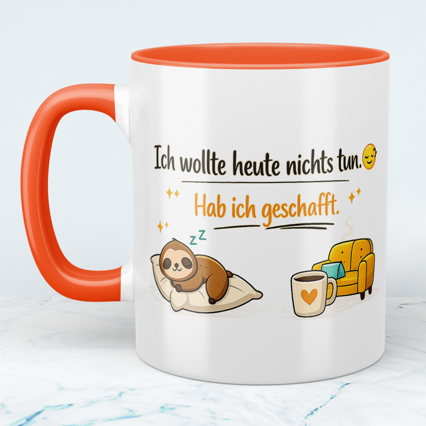 Lustige Kaffeetasse „Ich wollte heute nichts tun. Hab ich geschafft“ – Spruch Becher Geschenk