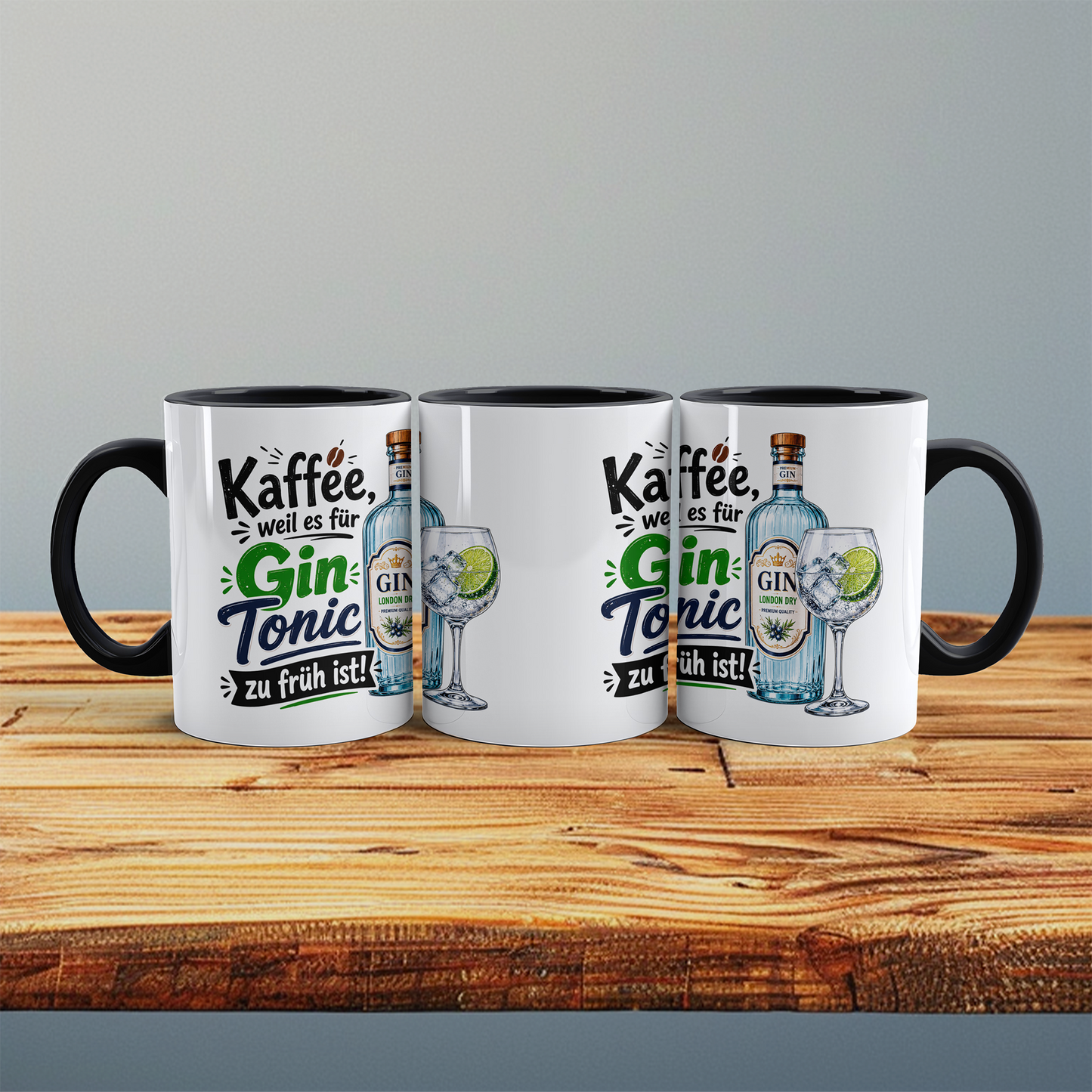 Lustige Gin Tonic Tasse – „Kaffee, weil es für Gin Tonic zu früh ist!“ – Geschenk für Kaffee- & Gin-Liebhaber