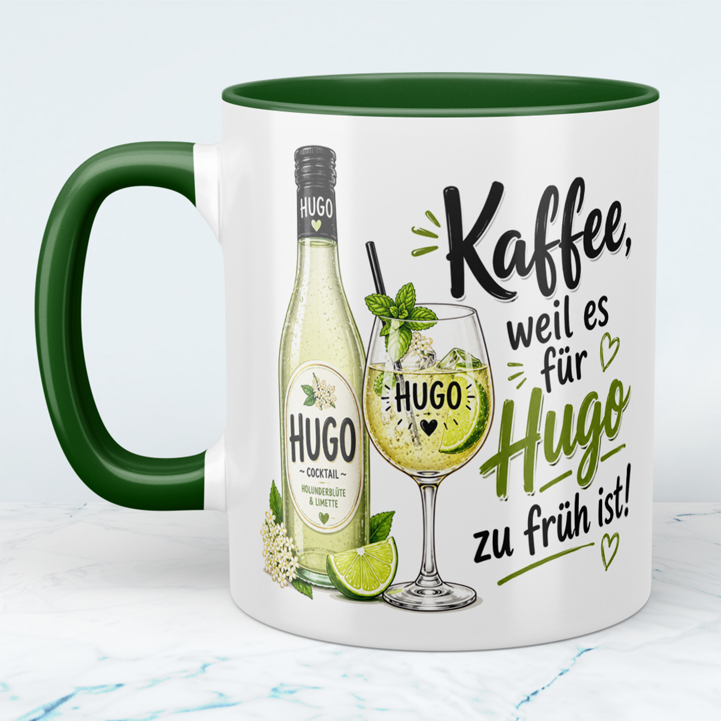 Lustige Kaffeetasse „Kaffee, weil es für Hugo zu früh ist!“ – Geschenk für Hugo-Fans