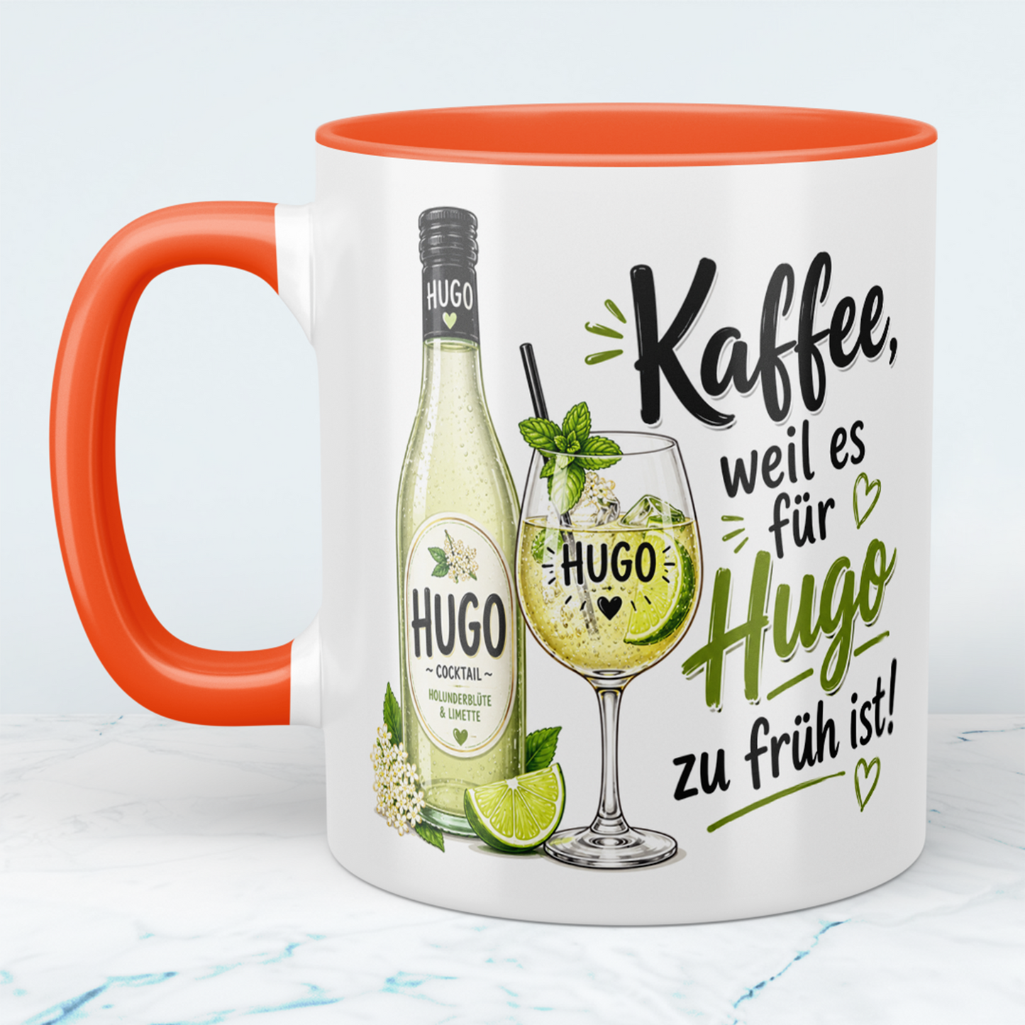 Lustige Kaffeetasse „Kaffee, weil es für Hugo zu früh ist!“ – Geschenk für Hugo-Fans
