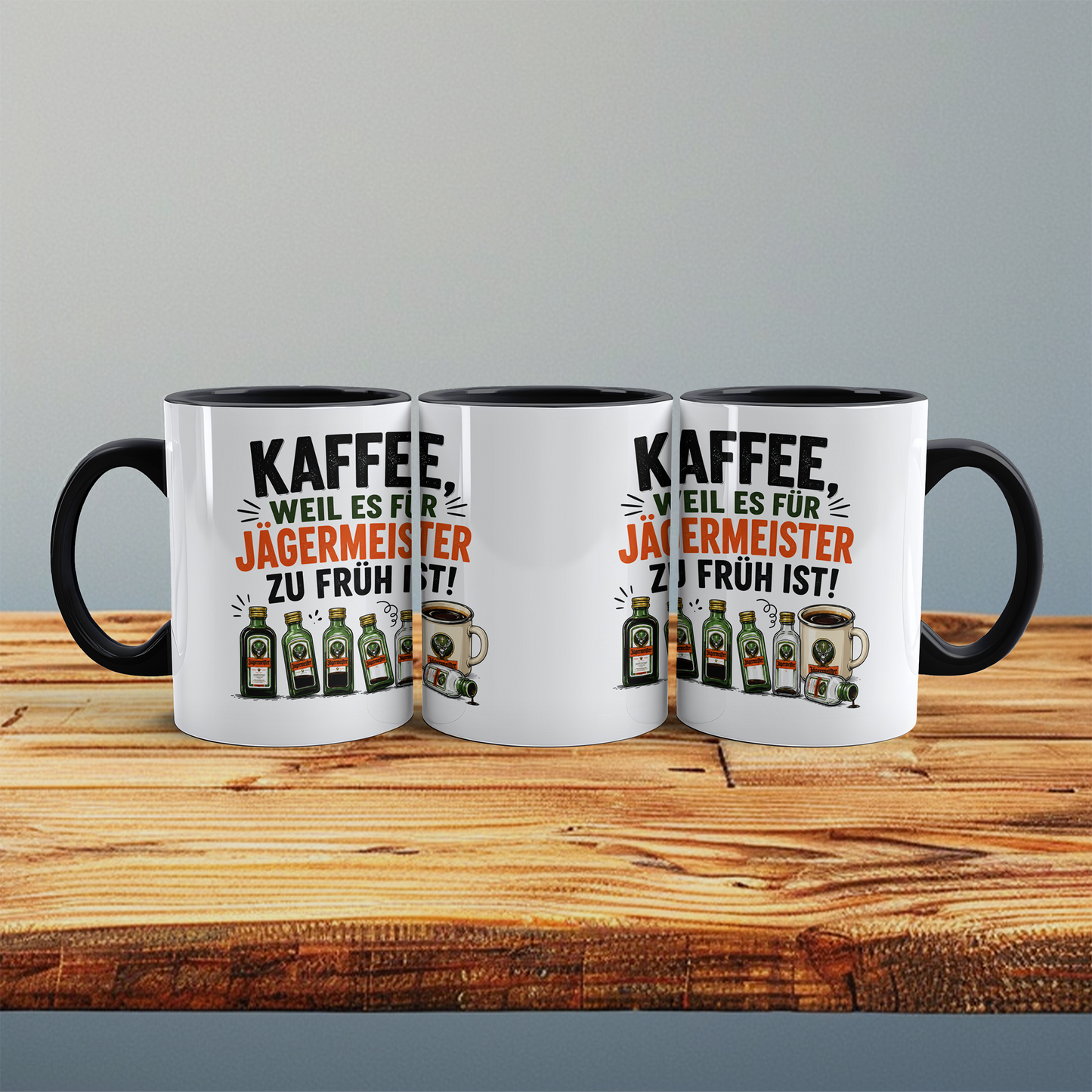 Lustige Kaffeetasse „Kaffee, weil es für Jägermeister zu früh ist“ – Geschenk für Kaffee- & Jägermeister-Fans