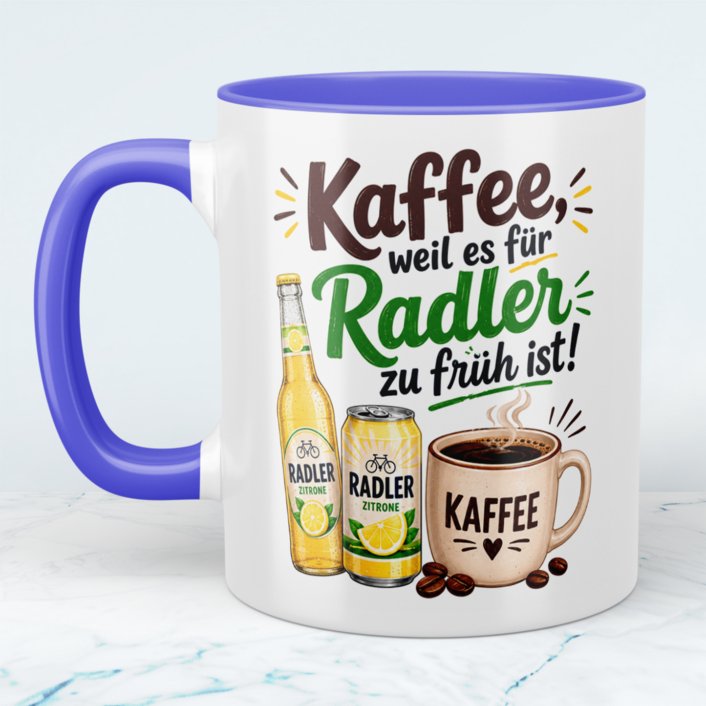 Lustige Kaffeetasse „Kaffee, weil es für Radler zu früh ist!“ – Geschenk für Radler- und Kaffee-Fans