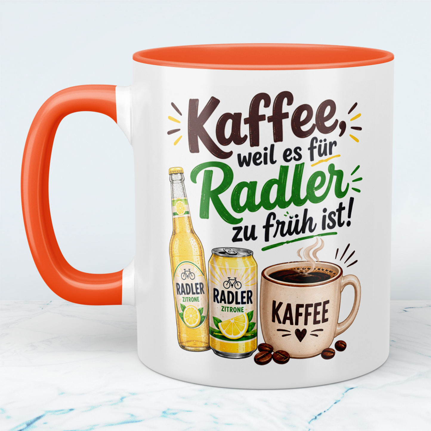 Lustige Kaffeetasse „Kaffee, weil es für Radler zu früh ist!“ – Geschenk für Radler- und Kaffee-Fans