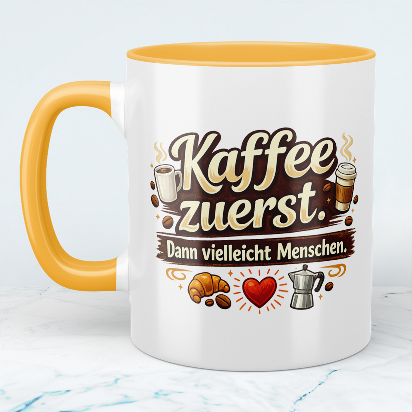 Lustige Kaffeetasse „Kaffee zuerst. Dann vielleicht Menschen.“ – Geschenk für Kaffee Liebhaber