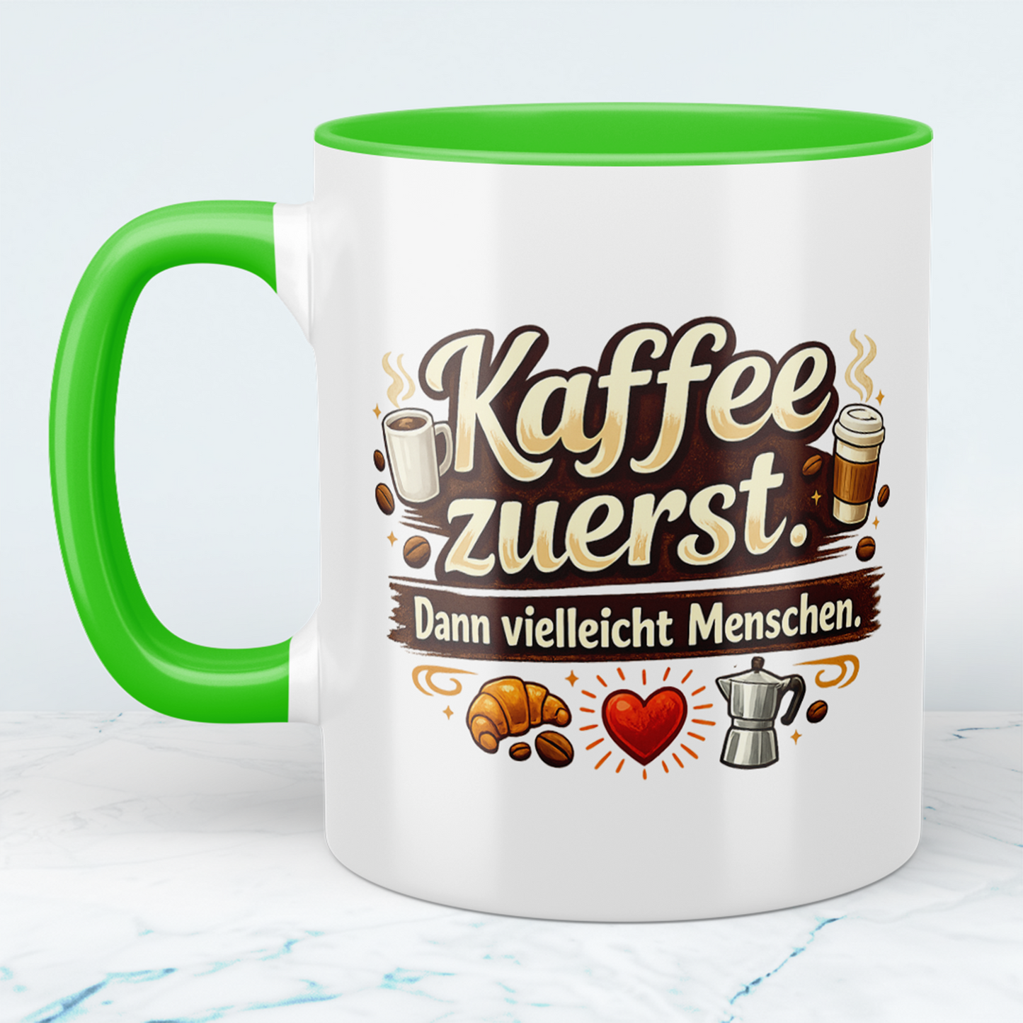 Lustige Kaffeetasse „Kaffee zuerst. Dann vielleicht Menschen.“ – Geschenk für Kaffee Liebhaber