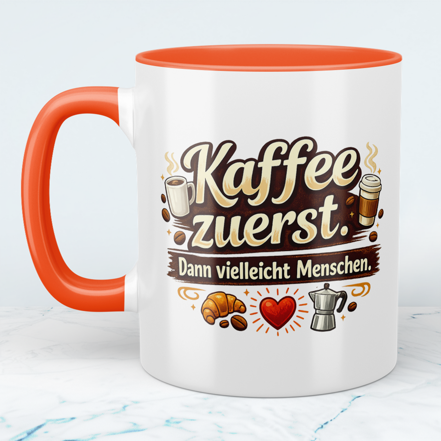 Lustige Kaffeetasse „Kaffee zuerst. Dann vielleicht Menschen.“ – Geschenk für Kaffee Liebhaber