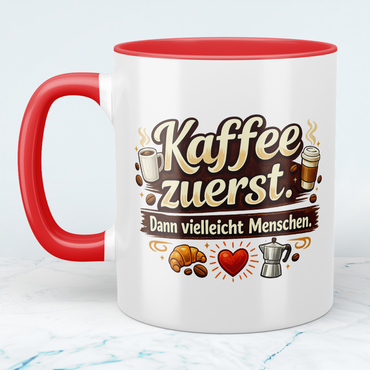 Lustige Kaffeetasse „Kaffee zuerst. Dann vielleicht Menschen.“ – Geschenk für Kaffee Liebhaber