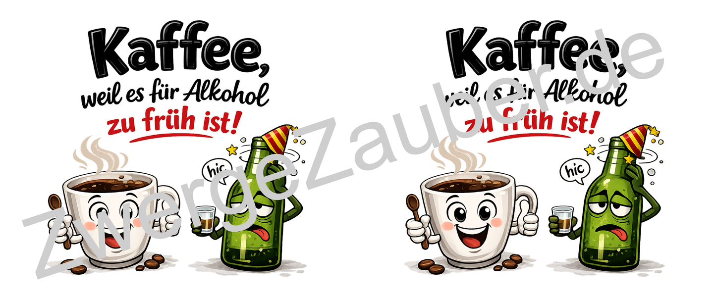 Kaffee Spruch Tasse „Kaffee, weil es für Alkohol zu früh ist!“ – Lustige Kaffeetasse Geschenk für Büro & Kollegen