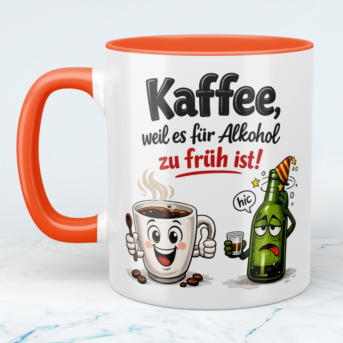 Kaffee Spruch Tasse „Kaffee, weil es für Alkohol zu früh ist!“ – Lustige Kaffeetasse Geschenk für Büro & Kollegen